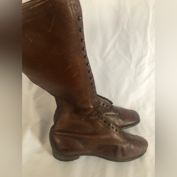 Vintage Equestrian Leather Tall Knee Lace Up Horse RIding Boots Women Sz 10 - Picture 8 of 13